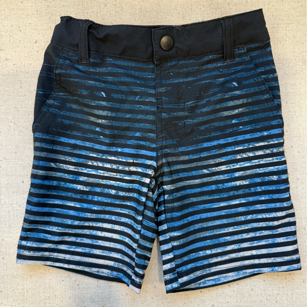 Art Class Blue and Black Striped Kids Swim Trunks